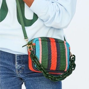 Clare V striped woven midi sac crossbody (includes only long strap)